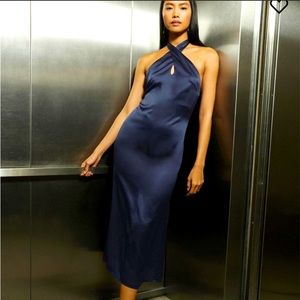 Réformation Lille Silk Navy Dress Size 4